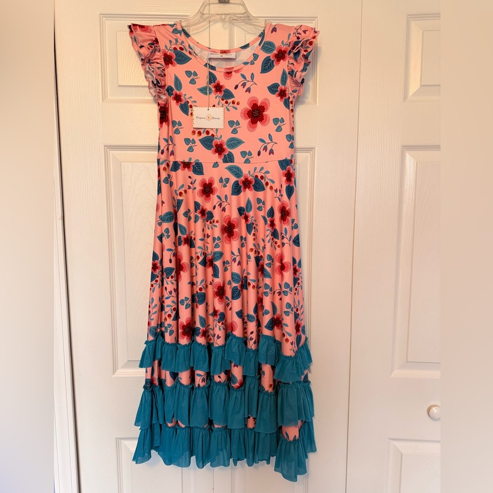 Charming Floral Kids Dress with Ruffle Hem